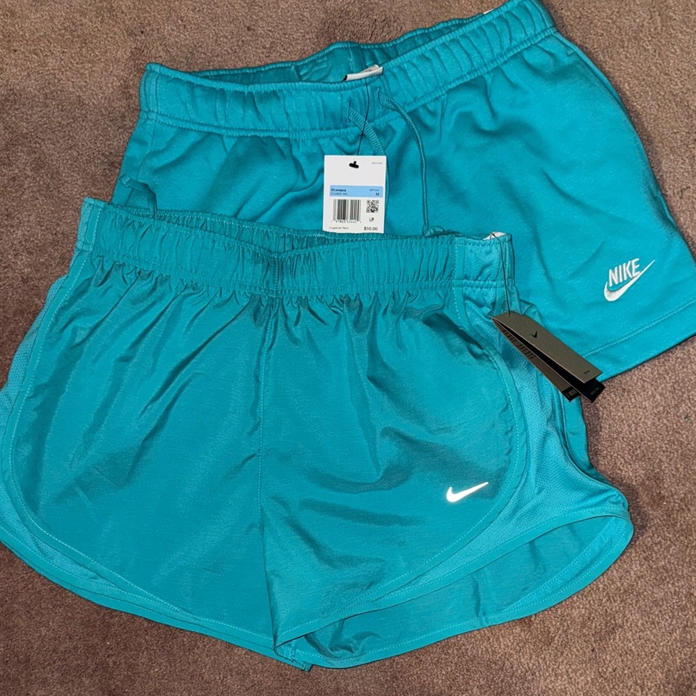 Nike Women's Teal Shorts 2 Pairs Cozy & Running Shorts Women’s Small, Medium, XL